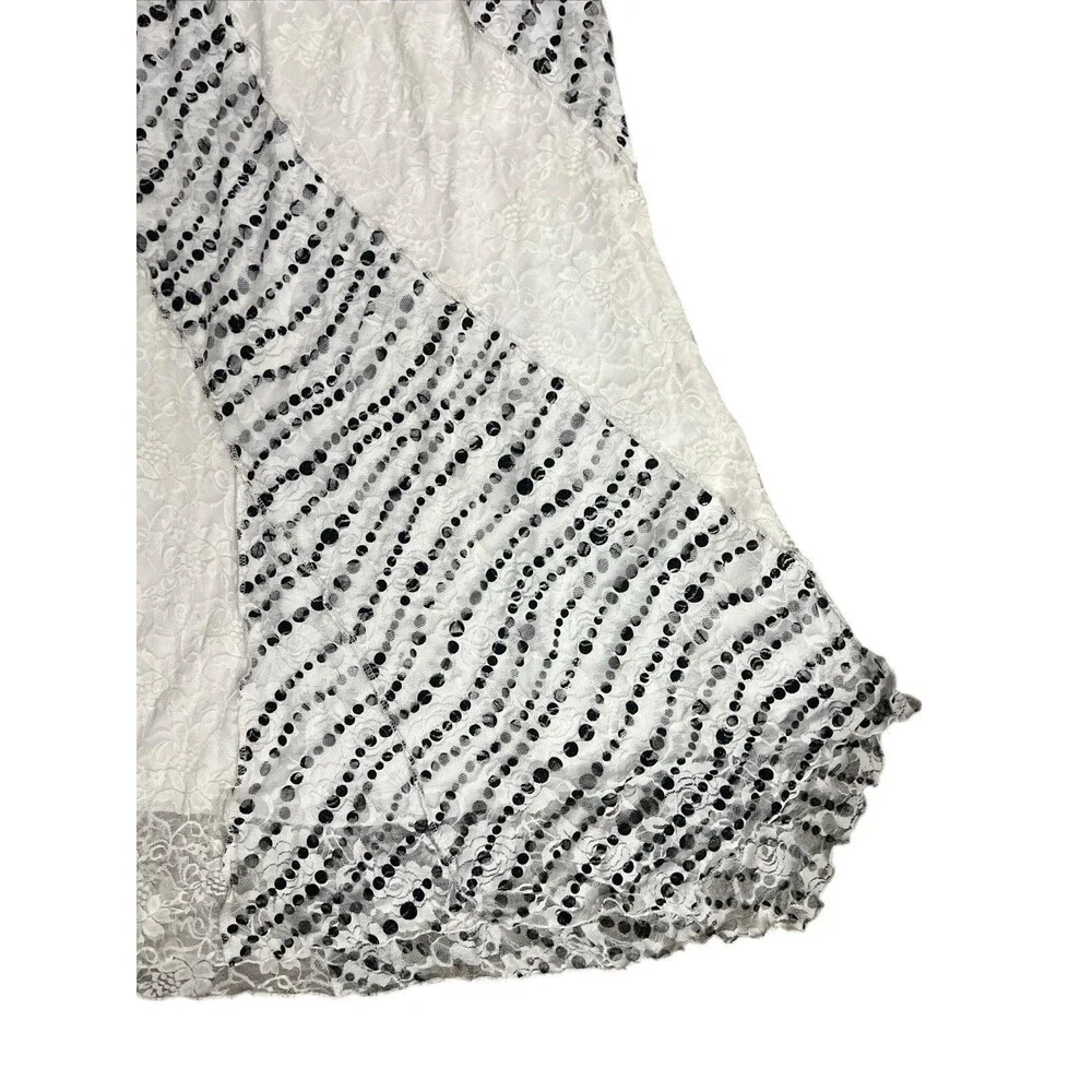 White Midi Skirt Lace Polka Dot Whimsy Goth Fairy Y2K Sz XL